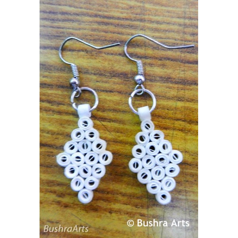 Quilled Rings Earrings White